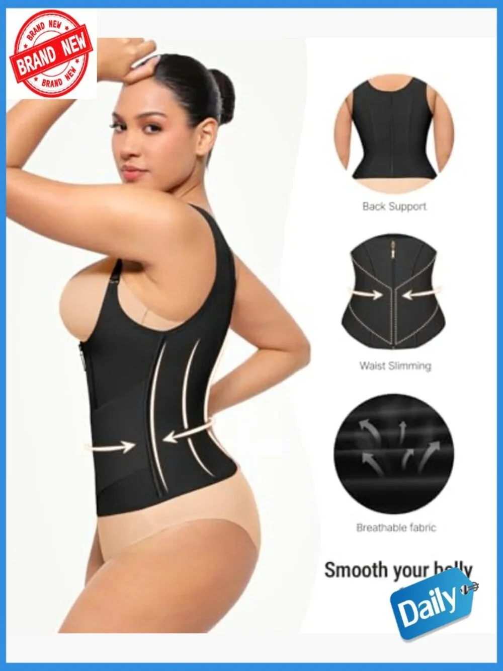 Waist Trainer Vest for Women Tummy Control Corset Body Shaper Back Support